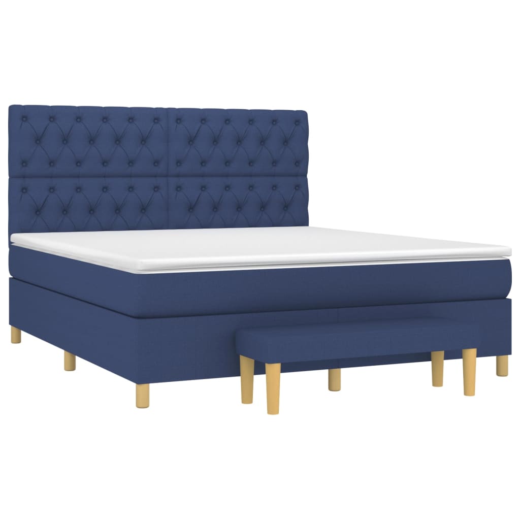 Sommier à lattes de lit avec matelas Bleu 160x200 cm Tissu - XIOS
