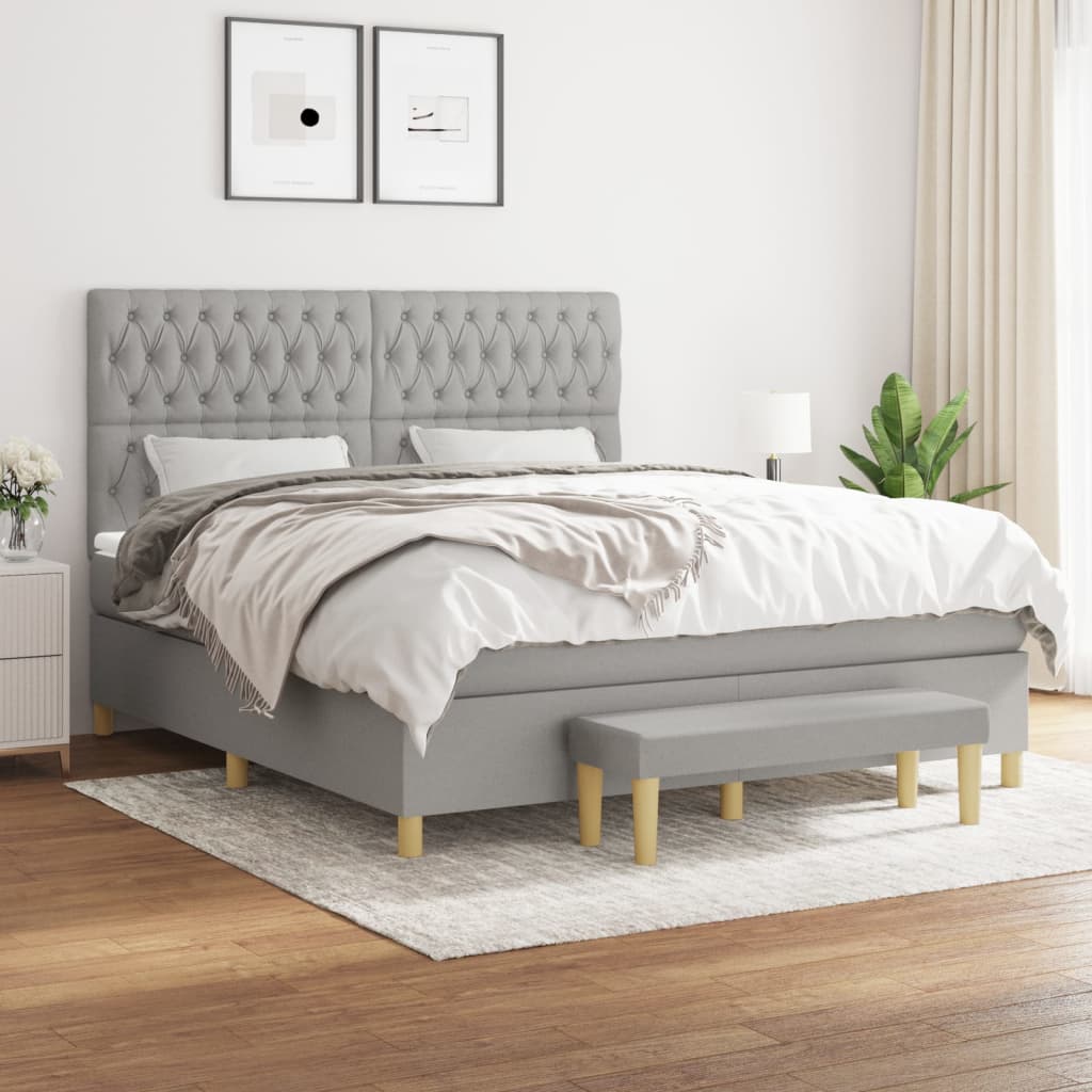Sommier à lattes de lit avec matelas Gris clair 180x200cm Tissu - XIOS