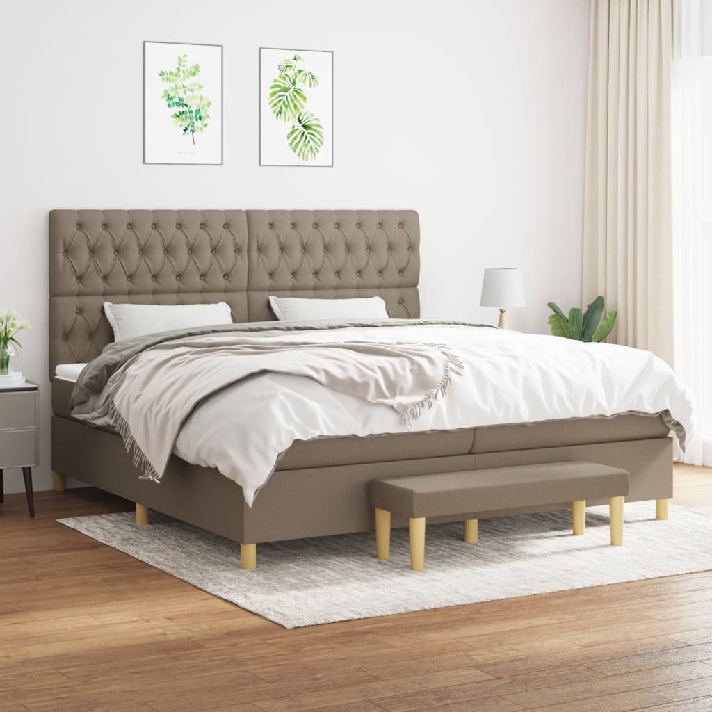 Sommier à lattes de lit avec matelas Taupe 200x200 cm Tissu