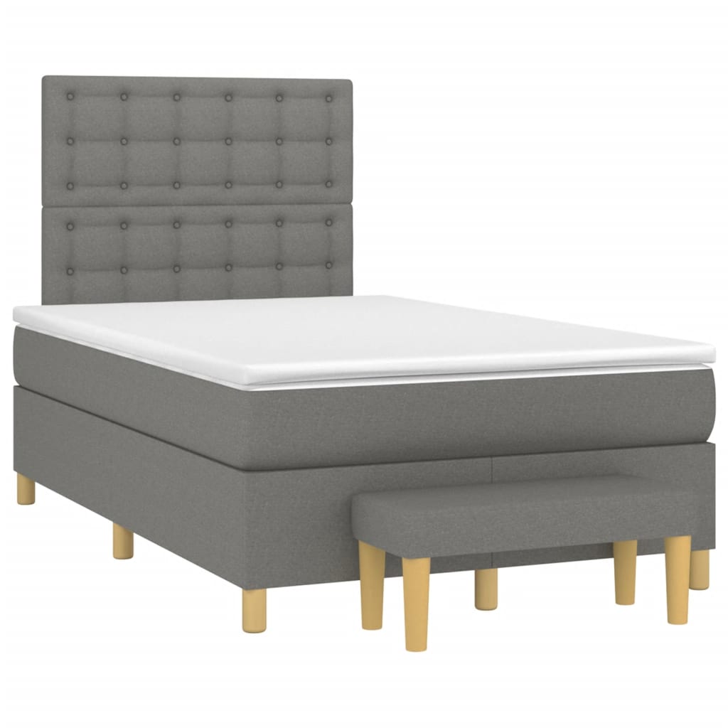 Sommier à lattes de lit avec matelas Gris foncé 120x200cm Tissu - XIOS