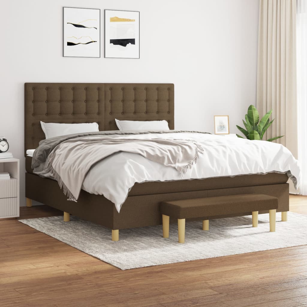 Sommier à lattes de lit avec matelas Marron foncé 160x200 cm