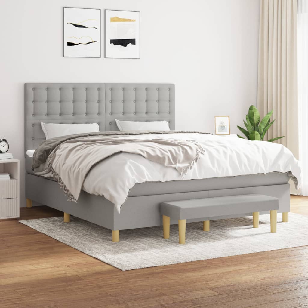 Sommier à lattes de lit avec matelas Gris clair 180x200cm Tissu - XIOS