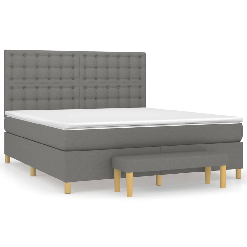 Sommier à lattes de lit avec matelas Gris foncé 180x200cm Tissu - XIOS