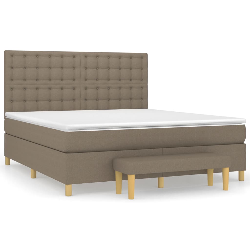 Sommier à lattes de lit avec matelas Taupe 180x200 cm Tissu