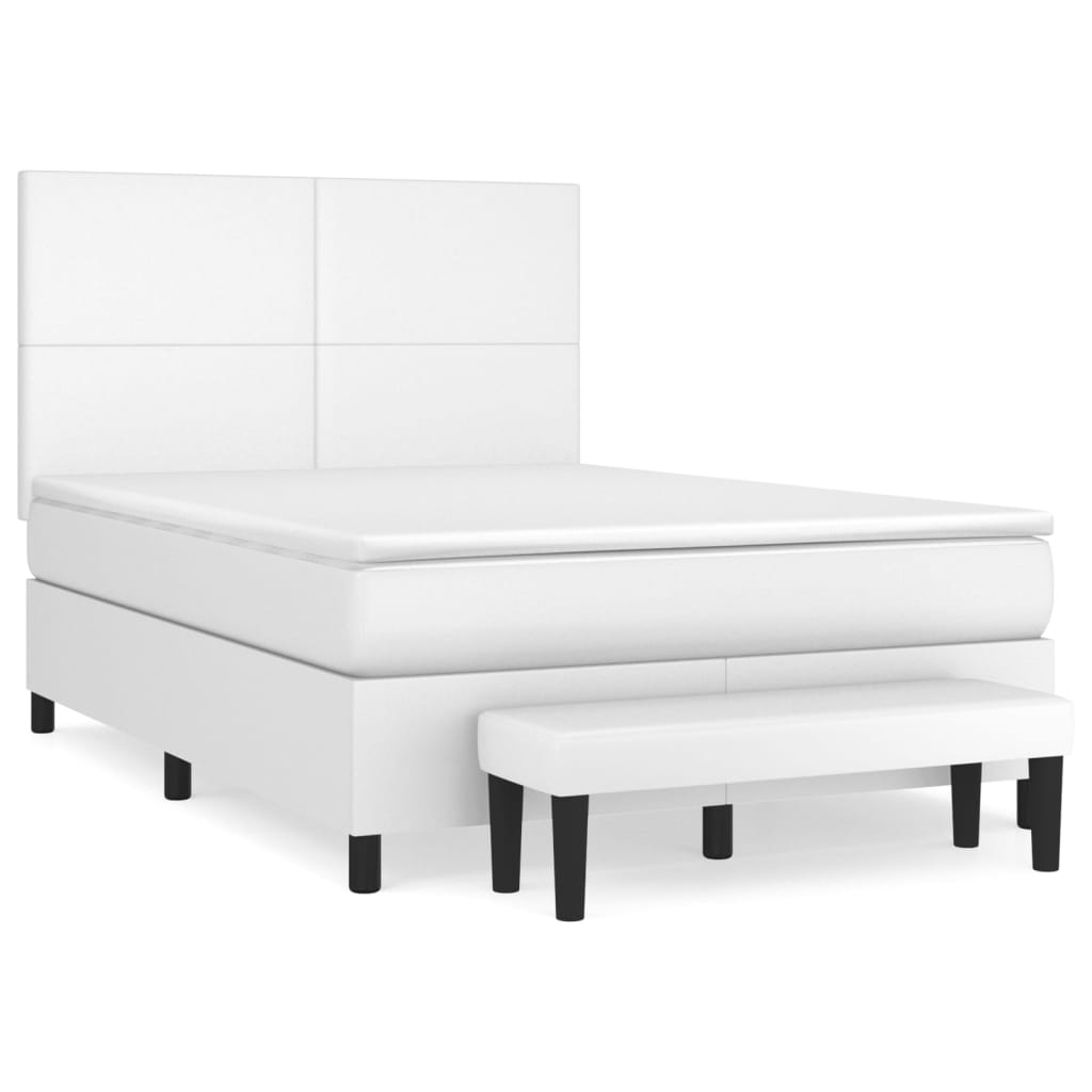 Sommier à lattes de lit avec matelas Blanc 140x190cm Similicuir - XIOS