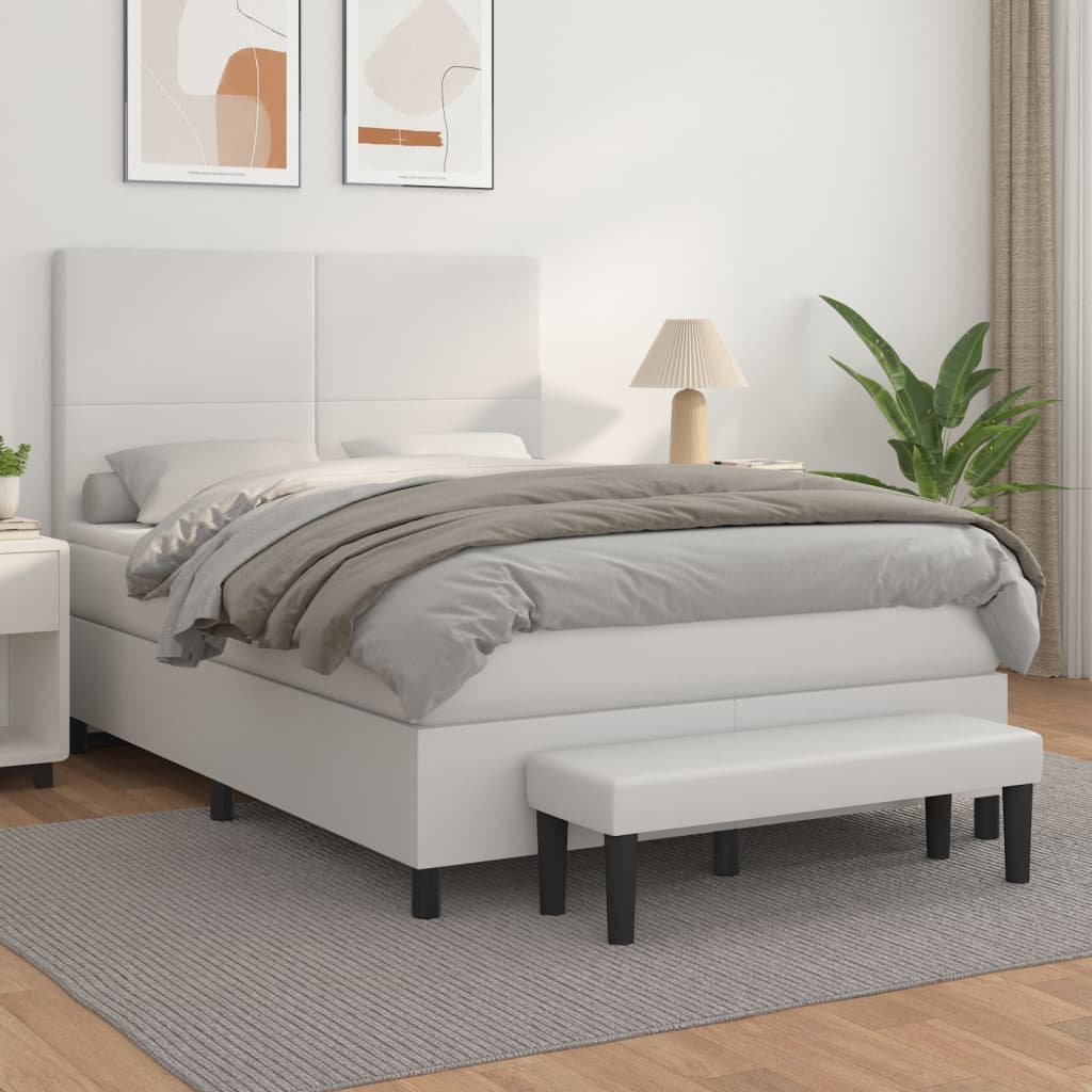 Sommier à lattes de lit avec matelas Blanc 140x190cm Similicuir - XIOS