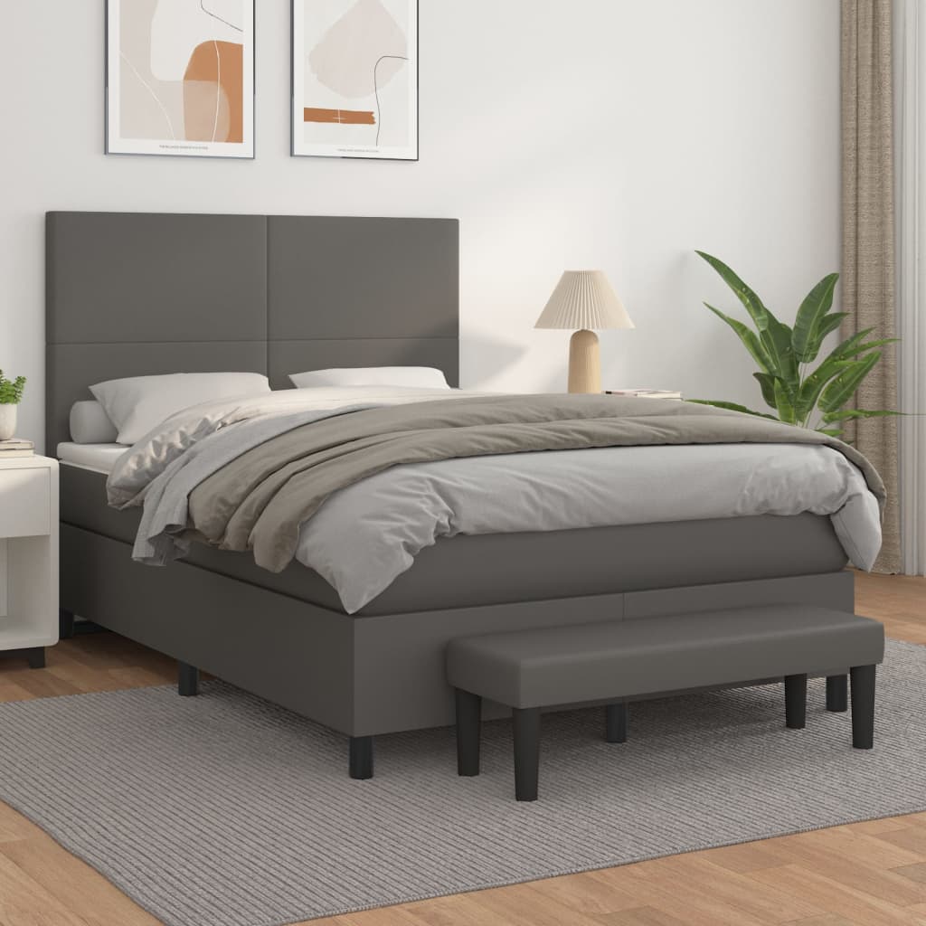 Sommier à lattes de lit avec matelas Gris 140x190 cm Similicuir - XIOS