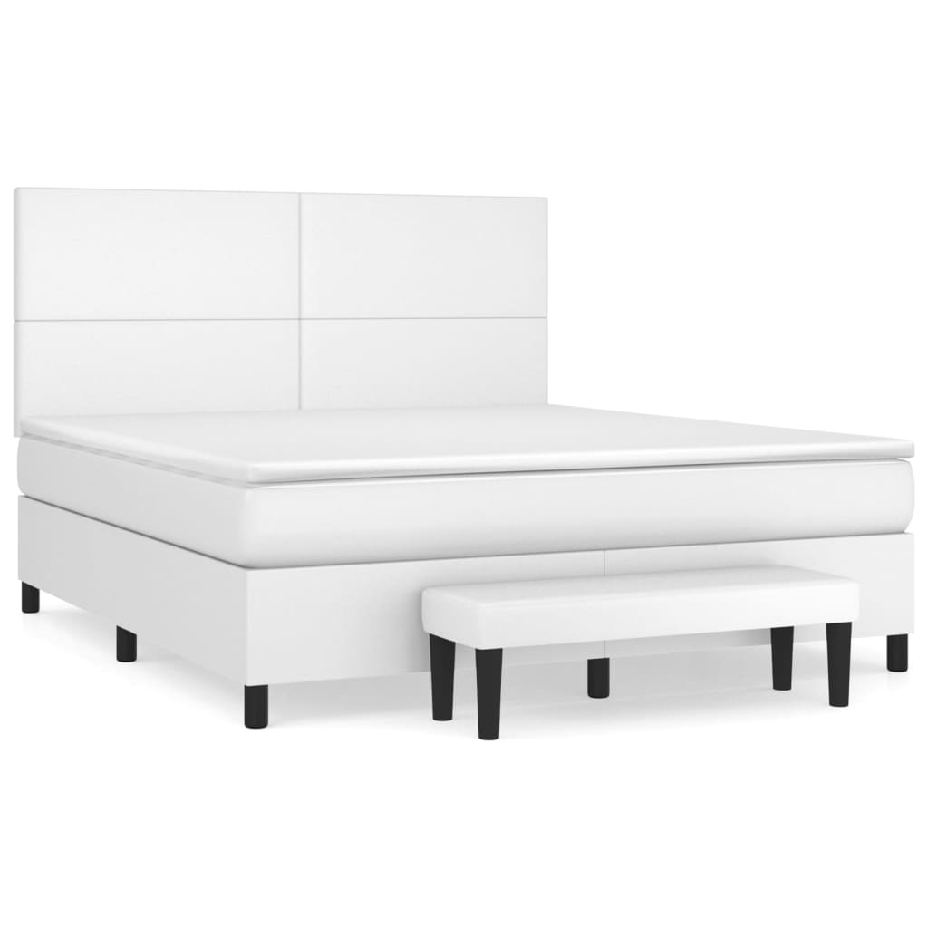 Sommier à lattes de lit avec matelas Blanc 160x200cm Similicuir - XIOS