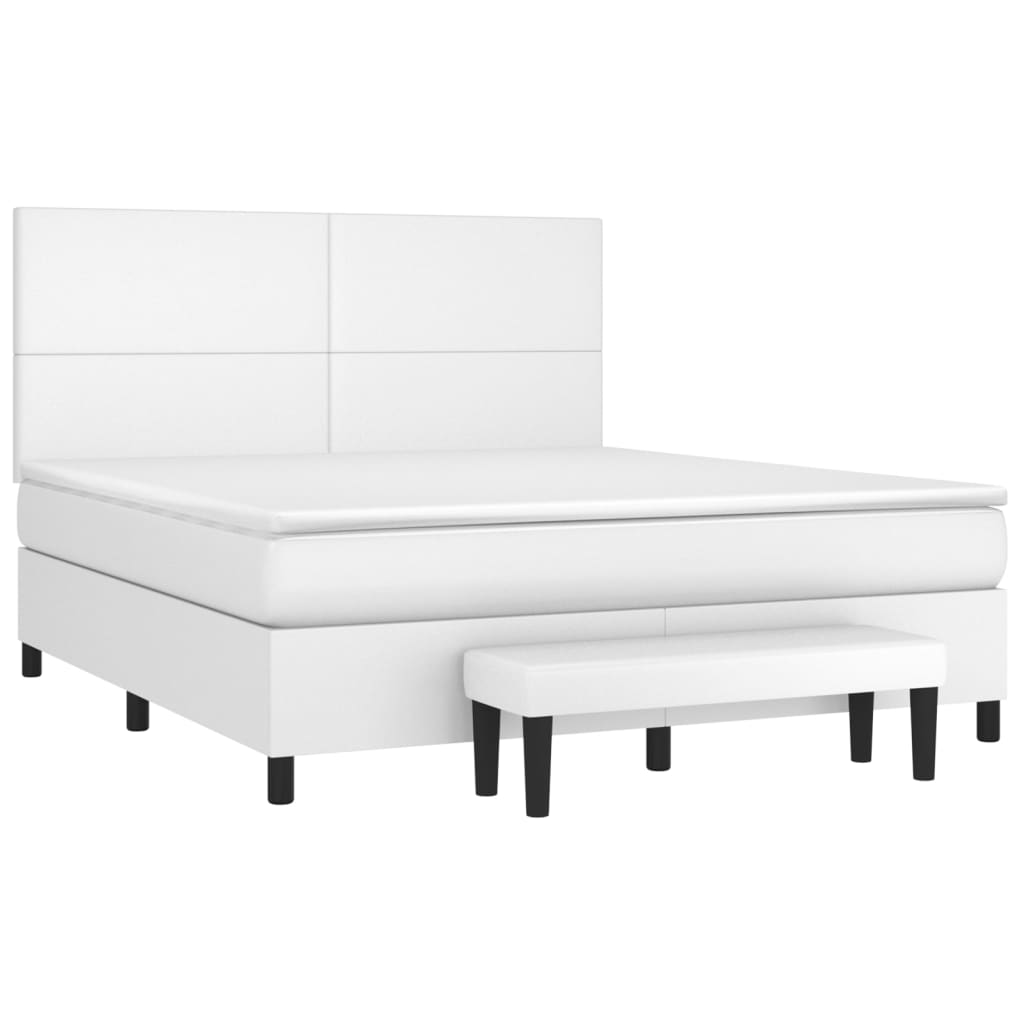 Sommier à lattes de lit avec matelas Blanc 160x200cm Similicuir - XIOS
