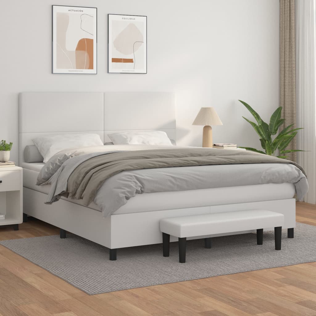 Sommier à lattes de lit avec matelas Blanc 160x200cm Similicuir - XIOS