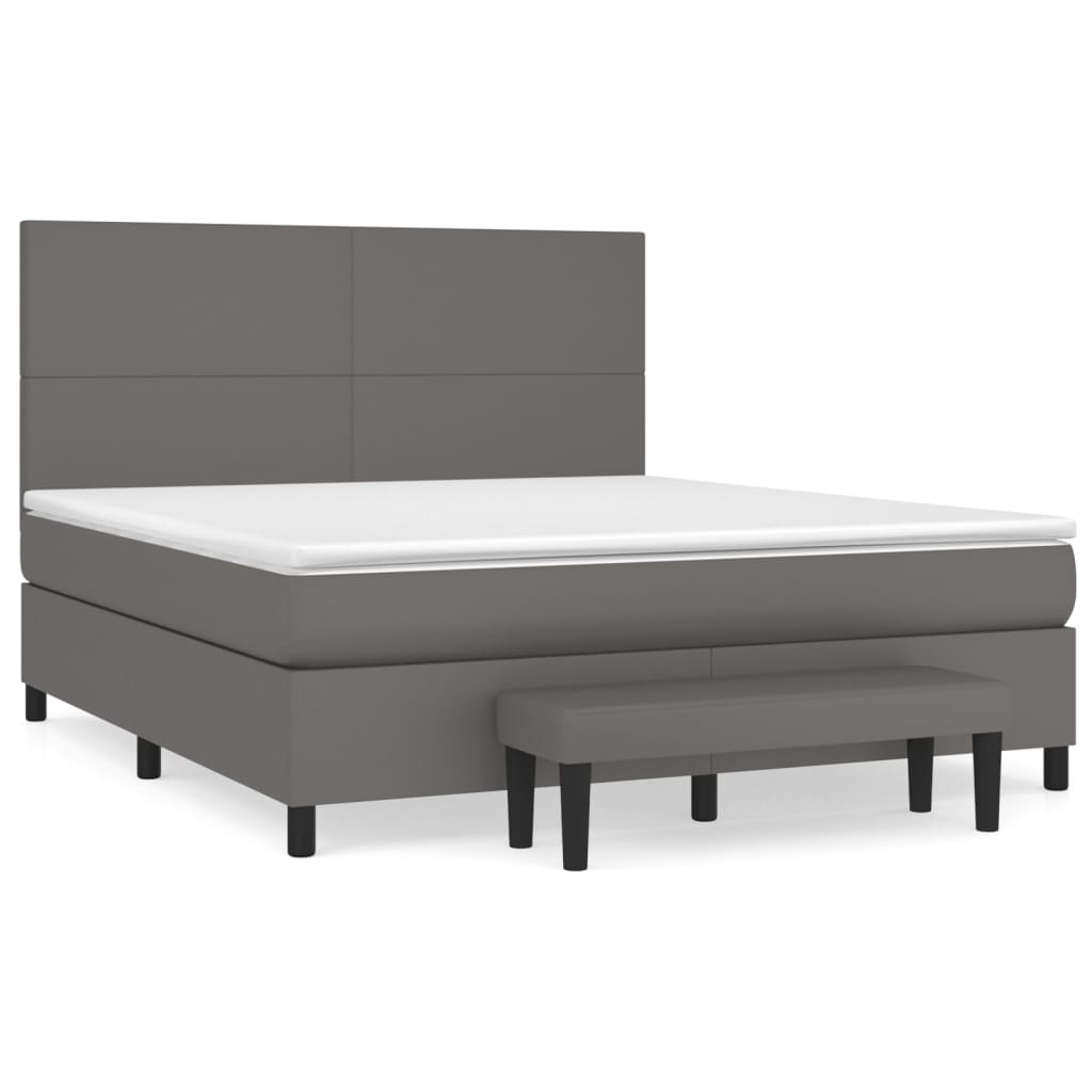 Sommier à lattes de lit avec matelas Gris 160x200 cm Similicuir