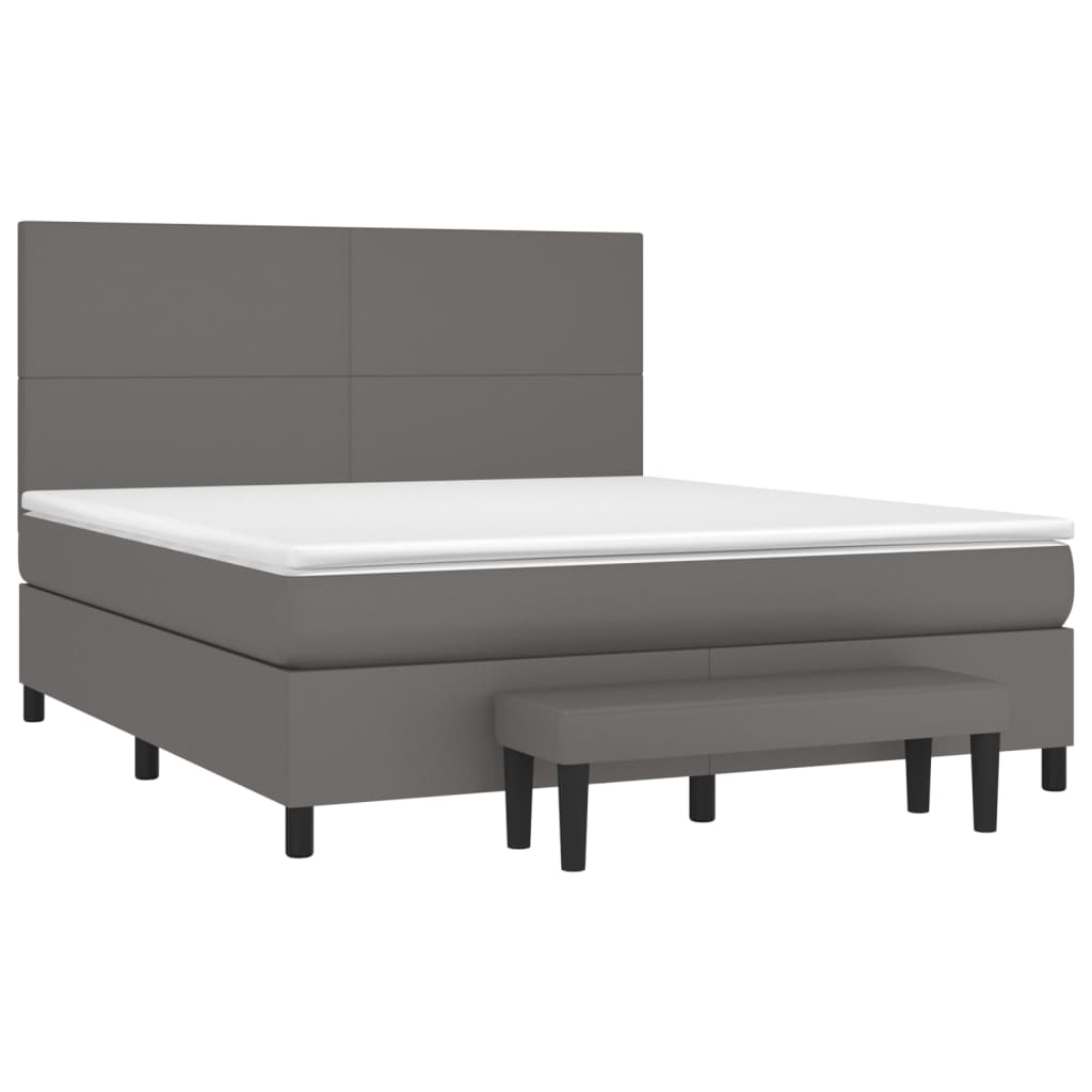 Sommier à lattes de lit avec matelas Gris 160x200 cm Similicuir