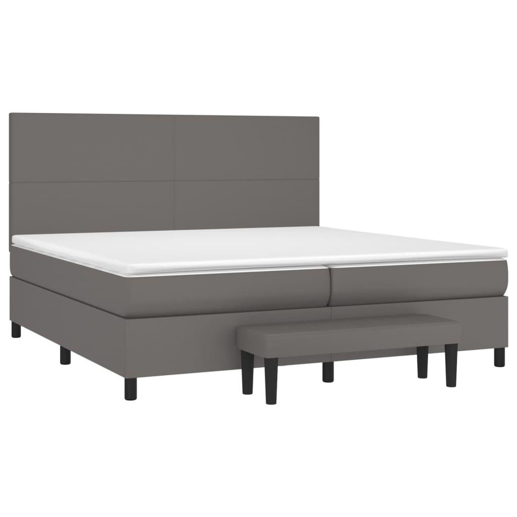 Sommier à lattes de lit avec matelas Gris 200x200 cm Similicuir - XIOS