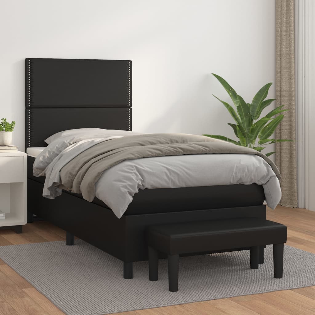 Sommier à lattes de lit avec matelas Noir 90x190 cm Similicuir - XIOS