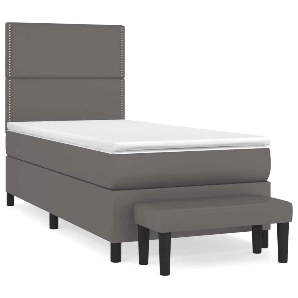 Sommier à lattes de lit avec matelas Gris 90x190 cm Similicuir - XIOS