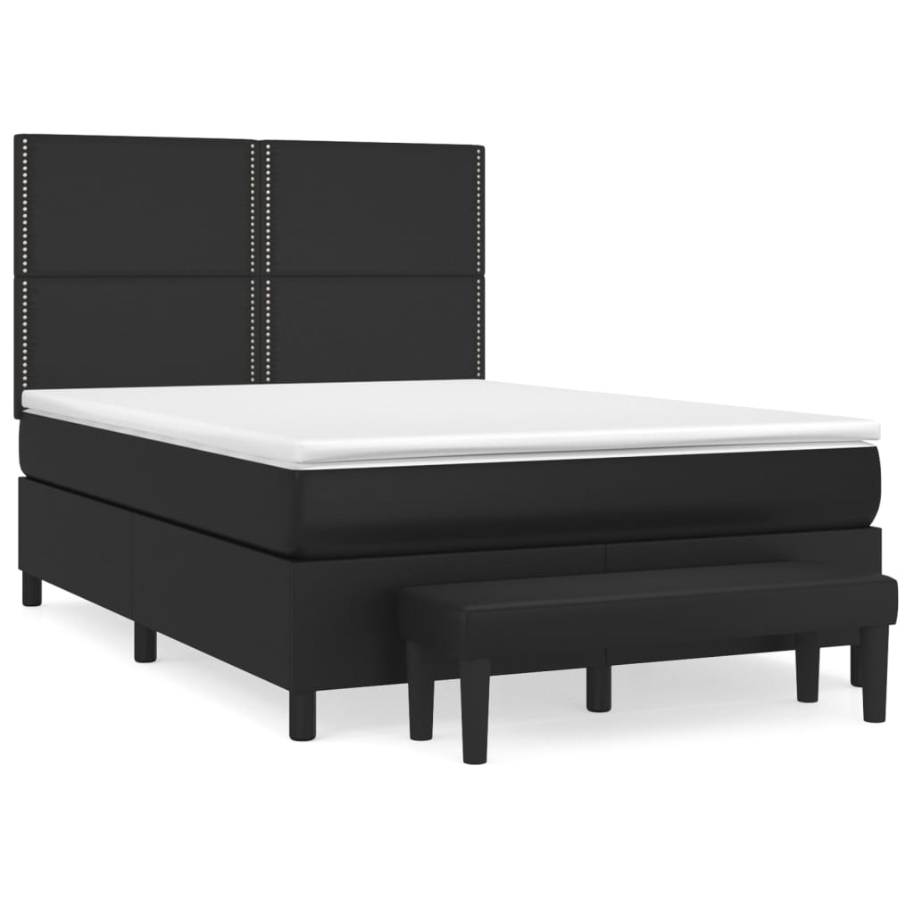 Sommier à lattes de lit avec matelas Noir 140x200 cm Similicuir - XIOS