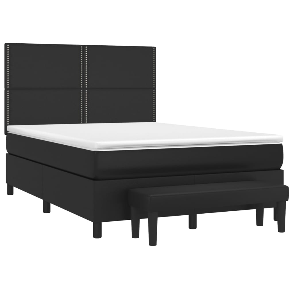 Sommier à lattes de lit avec matelas Noir 140x200 cm Similicuir - XIOS