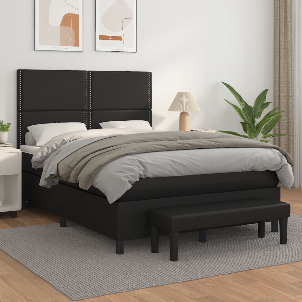 Sommier à lattes de lit avec matelas Noir 140x200 cm Similicuir - XIOS