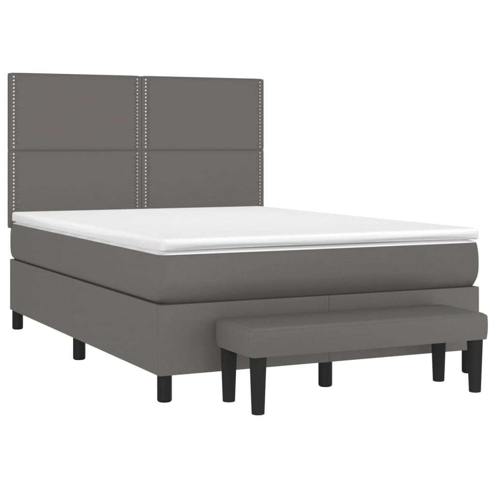 Sommier à lattes de lit avec matelas Gris 140x200 cm Similicuir - XIOS