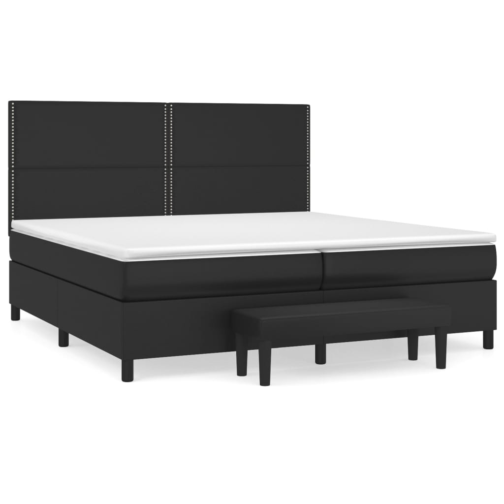 Sommier à lattes de lit avec matelas Noir 200x200 cm Similicuir