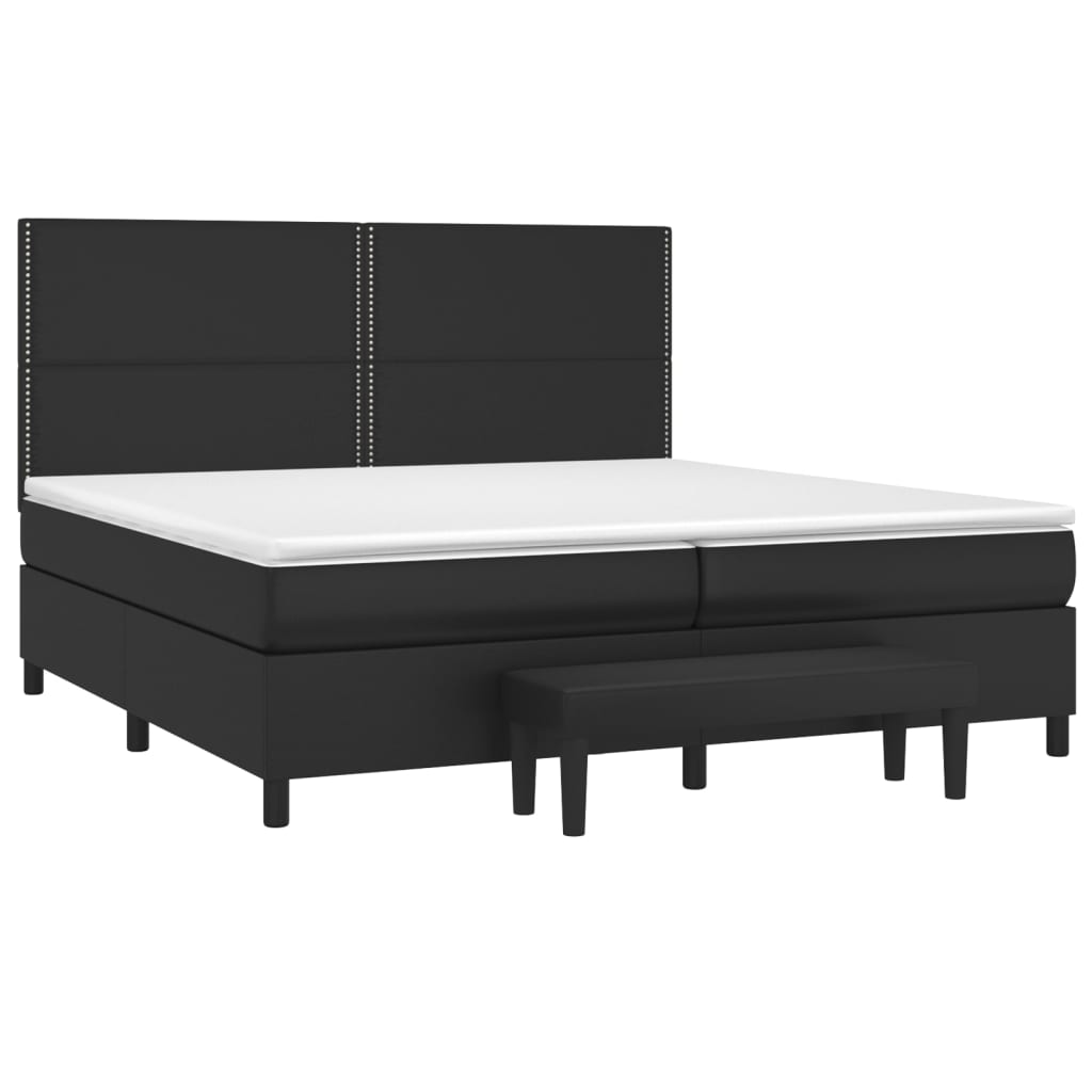 Sommier à lattes de lit avec matelas Noir 200x200 cm Similicuir