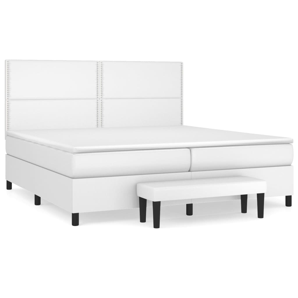 Sommier à lattes de lit avec matelas Blanc 200x200cm Similicuir - XIOS