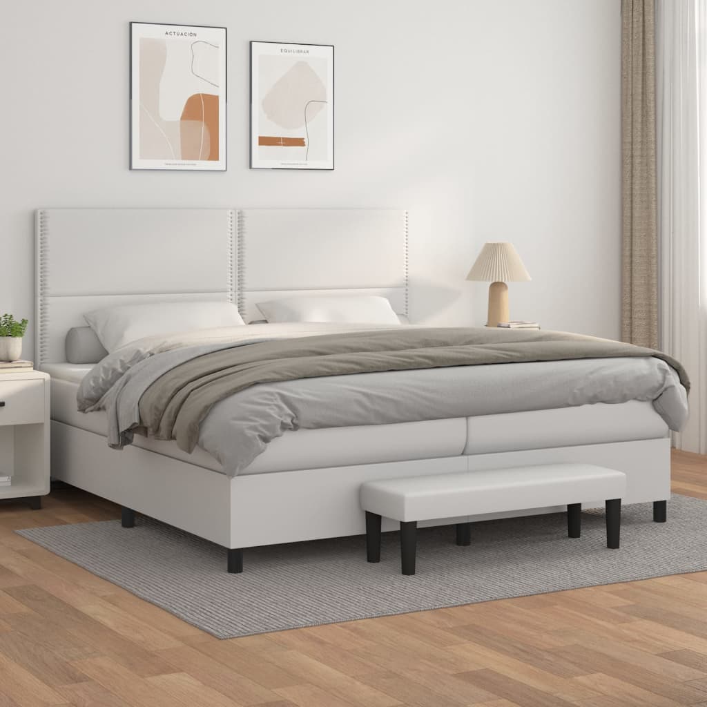 Sommier à lattes de lit avec matelas Blanc 200x200cm Similicuir - XIOS