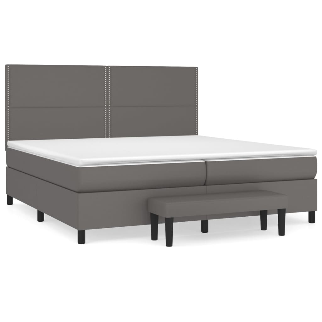 Sommier à lattes de lit avec matelas Gris 200x200 cm Similicuir - XIOS