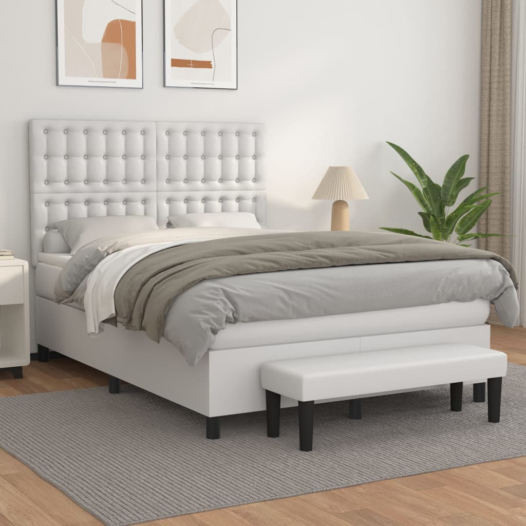 Sommier à lattes de lit avec matelas Blanc 140x190cm Similicuir - XIOS