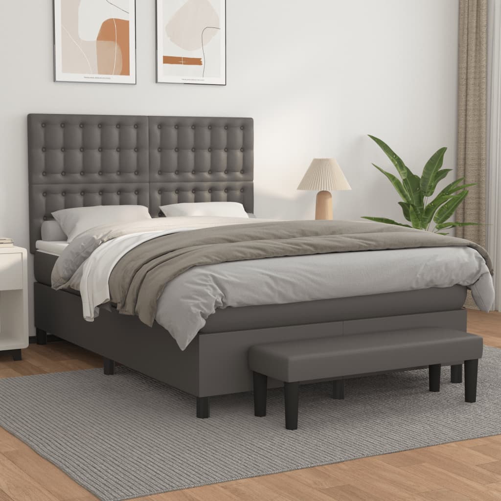 Sommier à lattes de lit avec matelas Gris 140x200 cm Similicuir - XIOS