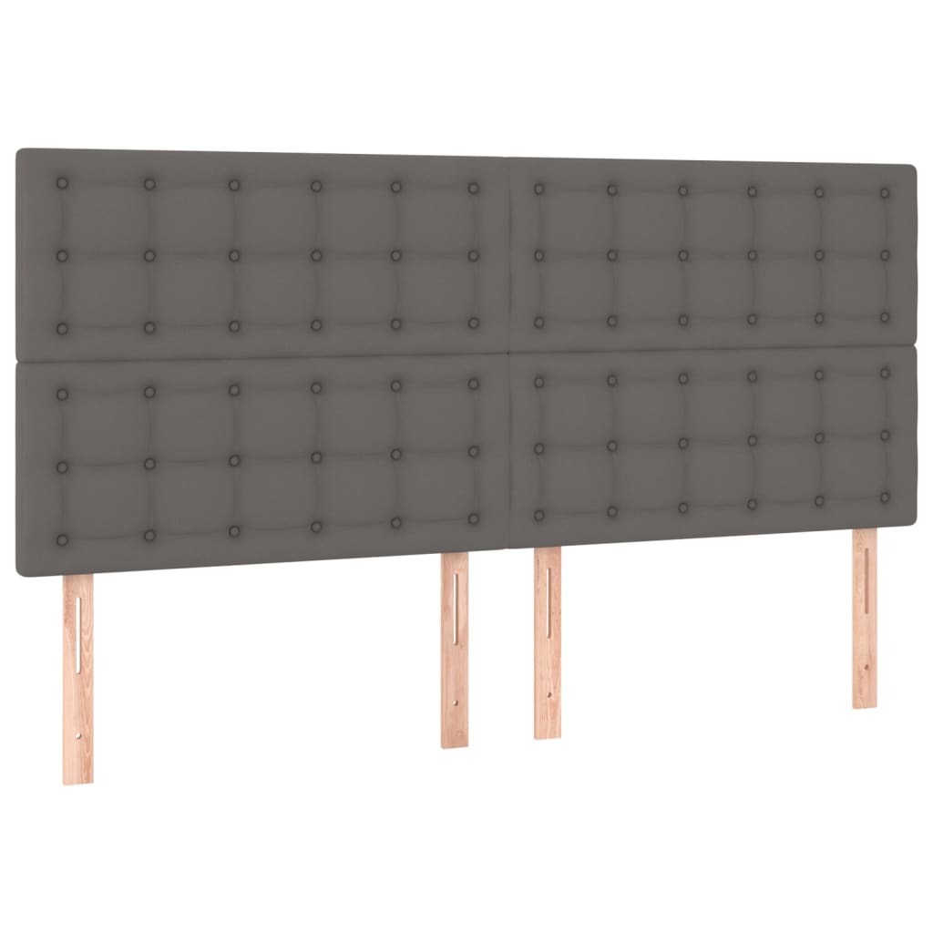 Sommier à lattes de lit avec matelas Gris 160x200 cm Similicuir