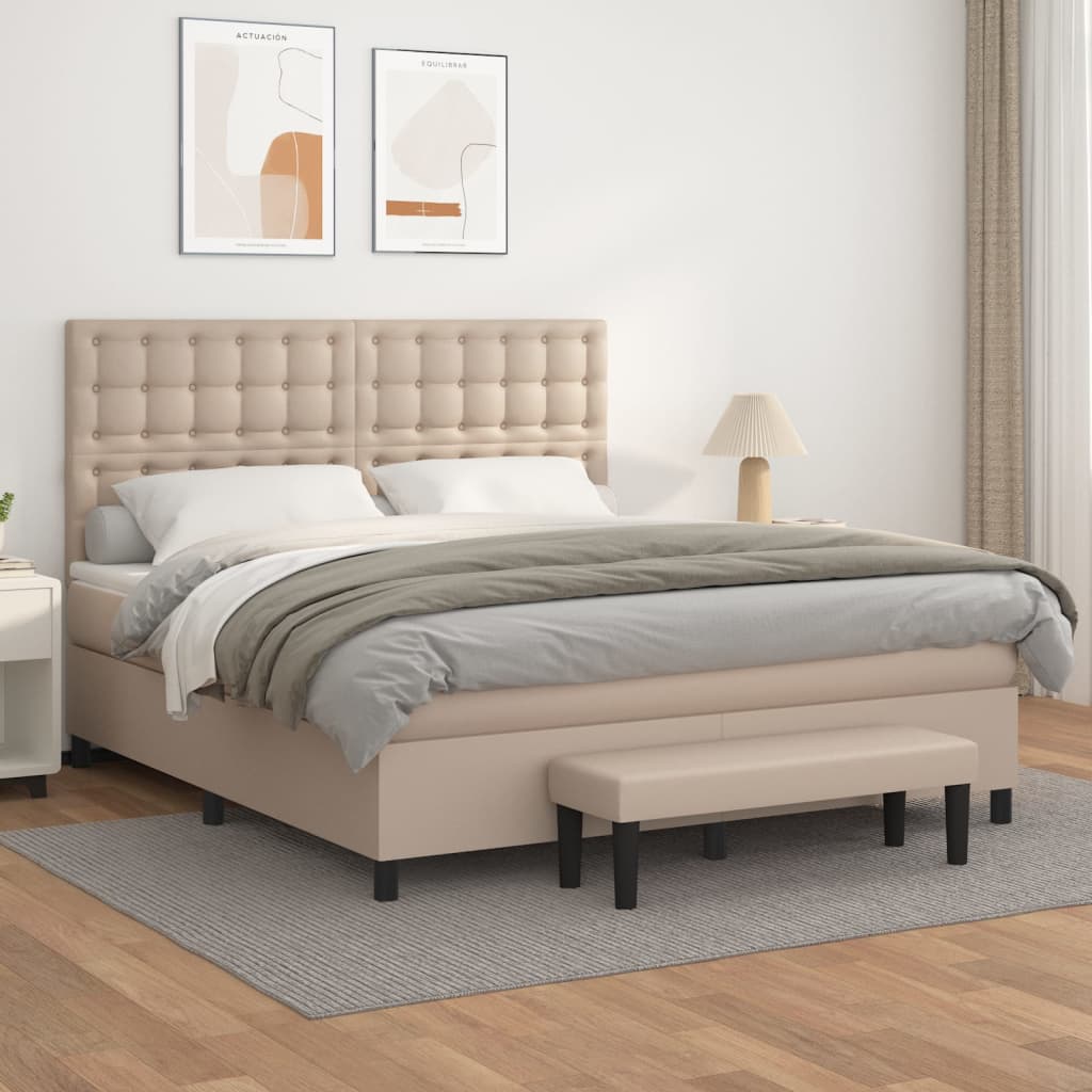Sommier à lattes de lit avec matelas Cappuccino 160x200 cm