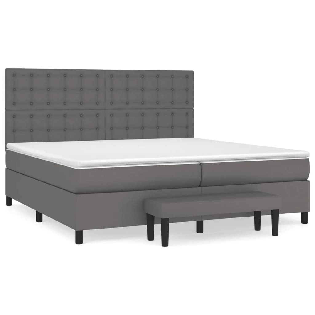 Sommier à lattes de lit avec matelas Gris 200x200 cm Similicuir - XIOS