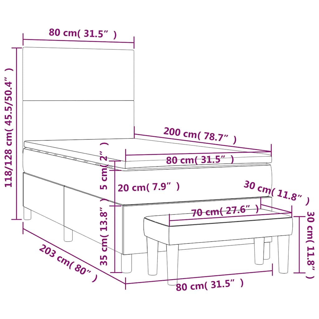 Sommier à lattes de lit et matelas Vert foncé 80x200 cm Velours - XIOS