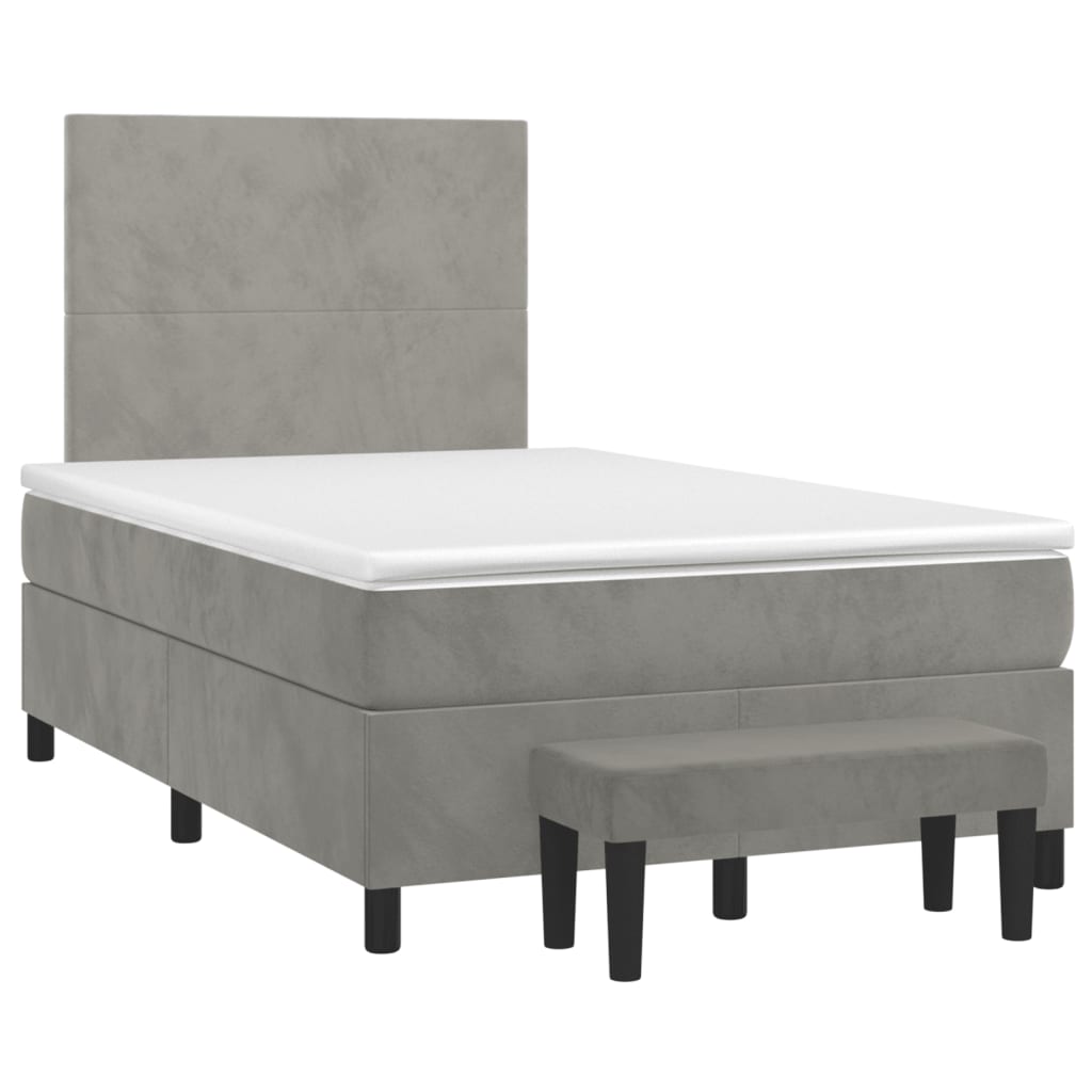 Sommier à lattes de lit et matelas Gris clair 120x200cm Velours - XIOS
