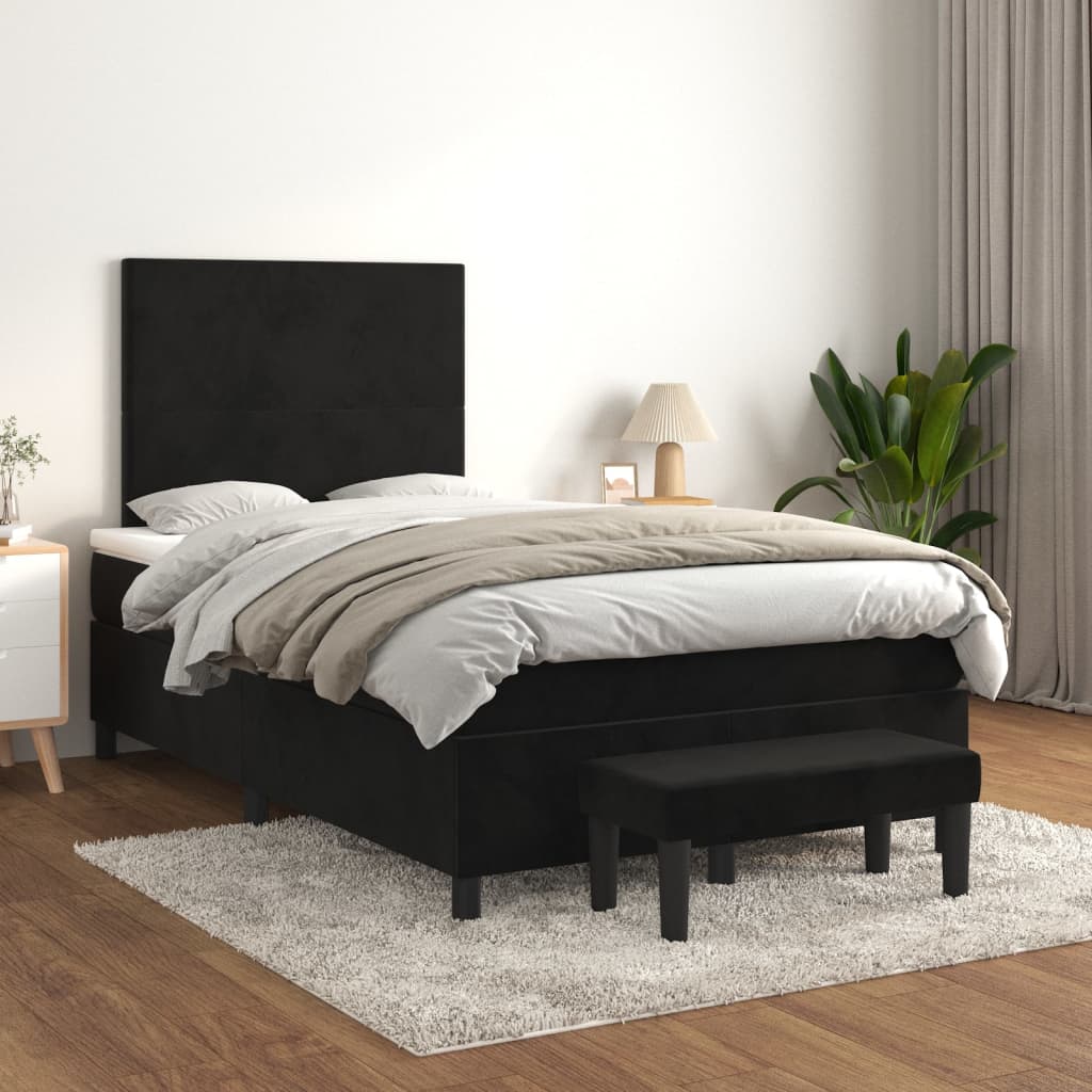 Sommier à lattes de lit avec matelas Noir 120x200 cm Velours - XIOS