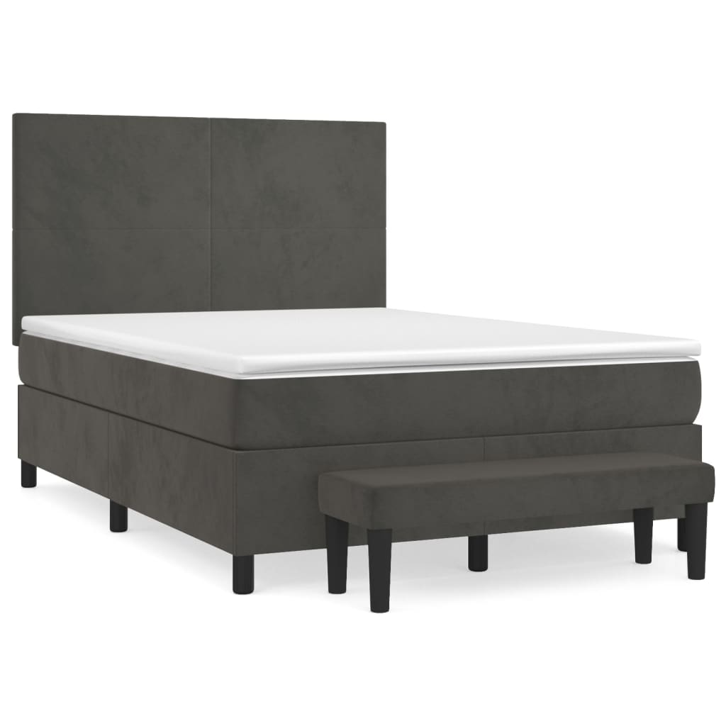 Sommier à lattes de lit et matelas Gris foncé 140x200cm Velours - XIOS