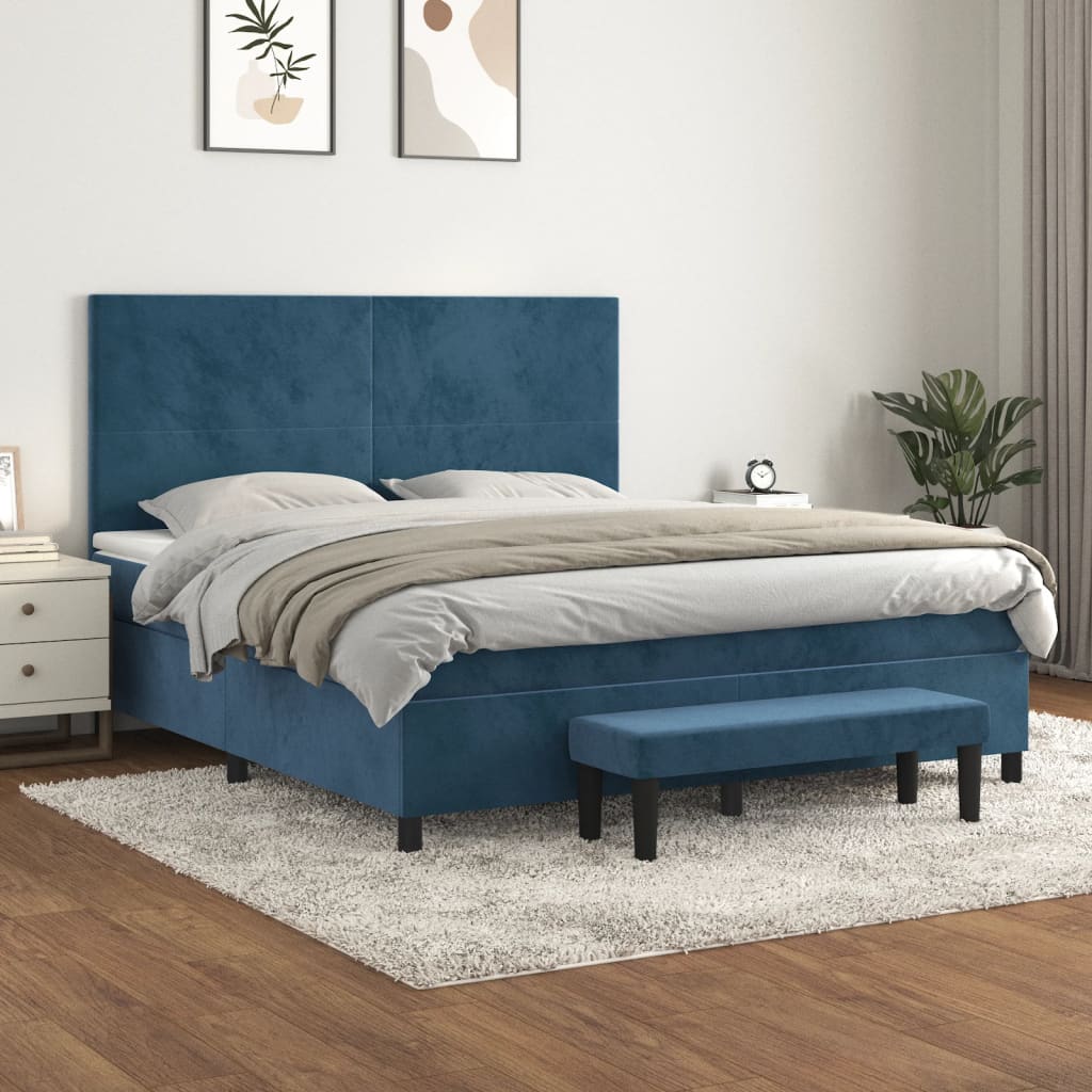 Sommier à lattes de lit et matelas Bleu foncé 160x200cm Velours - XIOS