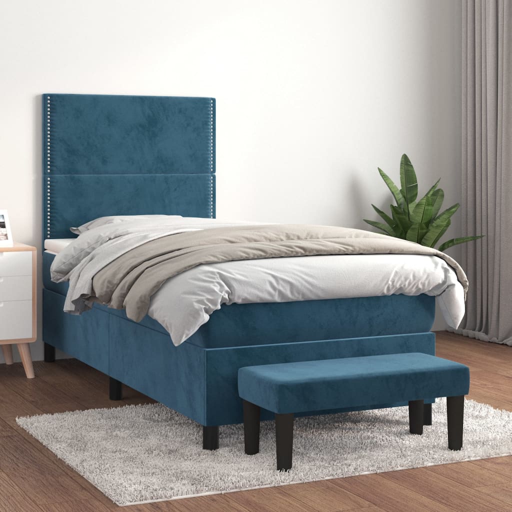 Sommier à lattes de lit et matelas Bleu foncé 80x200 cm Velours - XIOS