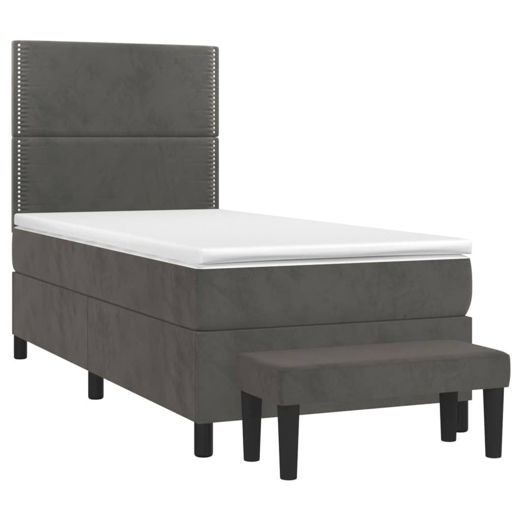 Sommier à lattes de lit et matelas Gris foncé 90x200 cm Velours - XIOS