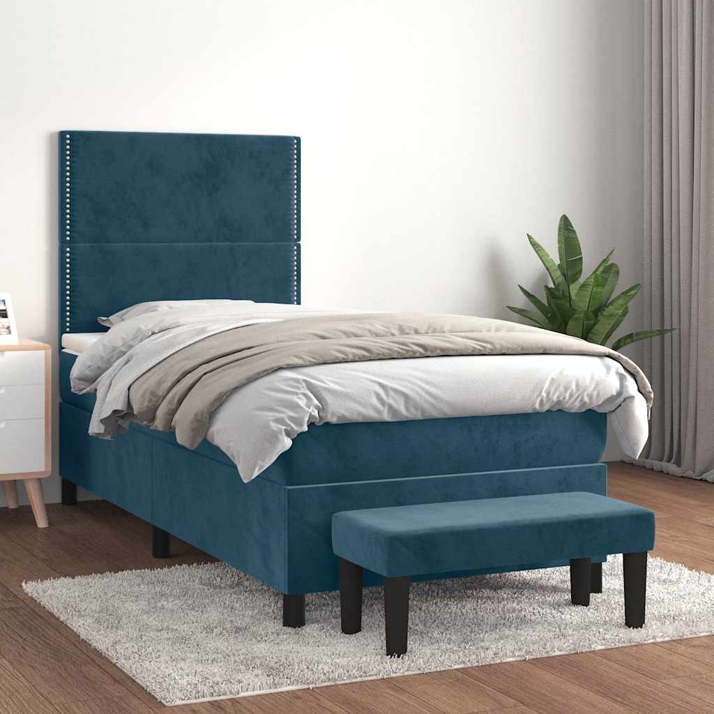 Sommier à lattes de lit avec matelas Bleu foncé 100x200 cm - XIOS