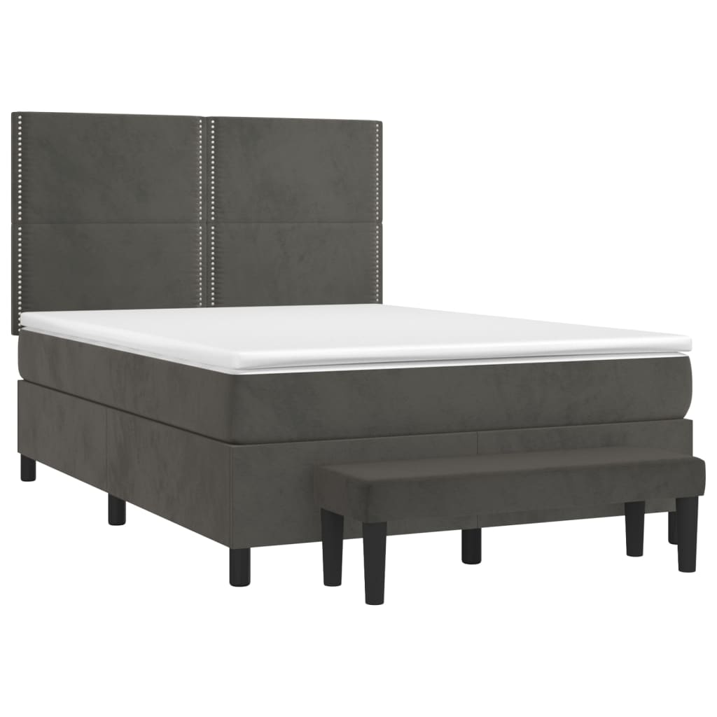 Sommier à lattes de lit et matelas Gris foncé 140x200cm Velours - XIOS