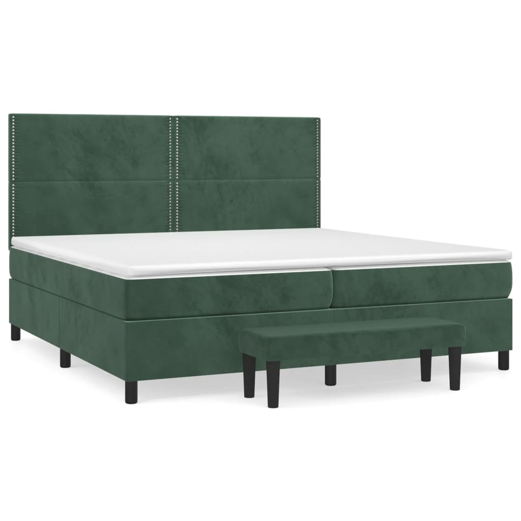 Sommier à lattes de lit et matelas Vert foncé 200x200cm Velours