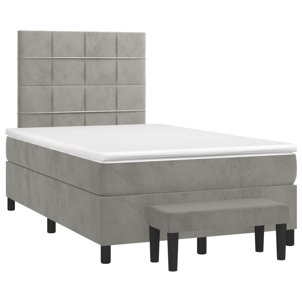 Sommier à lattes de lit et matelas Gris clair 120x200cm Velours - XIOS