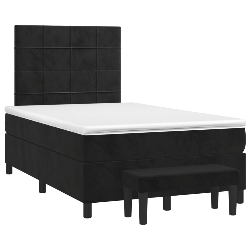 Sommier à lattes de lit avec matelas Noir 120x200 cm Velours - XIOS