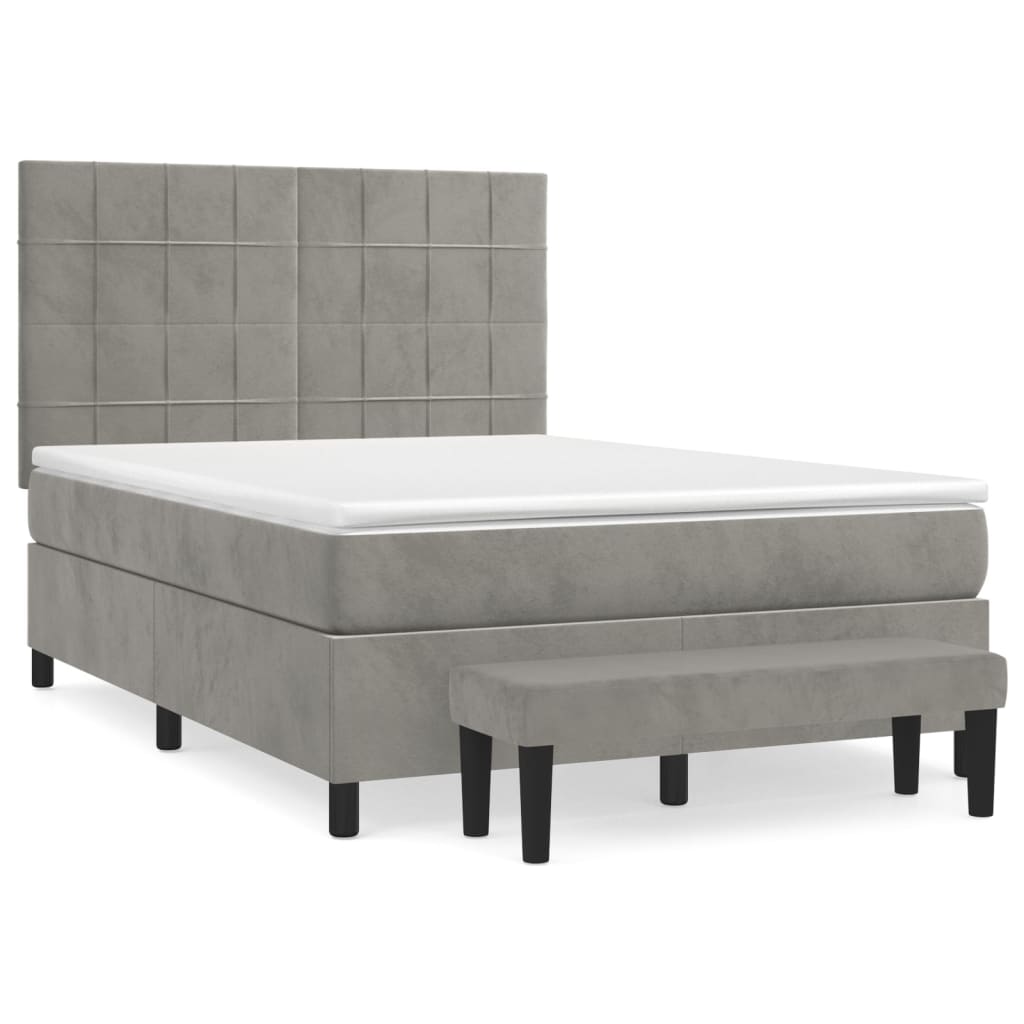 Sommier à lattes de lit et matelas Gris clair 140x190cm Velours - XIOS