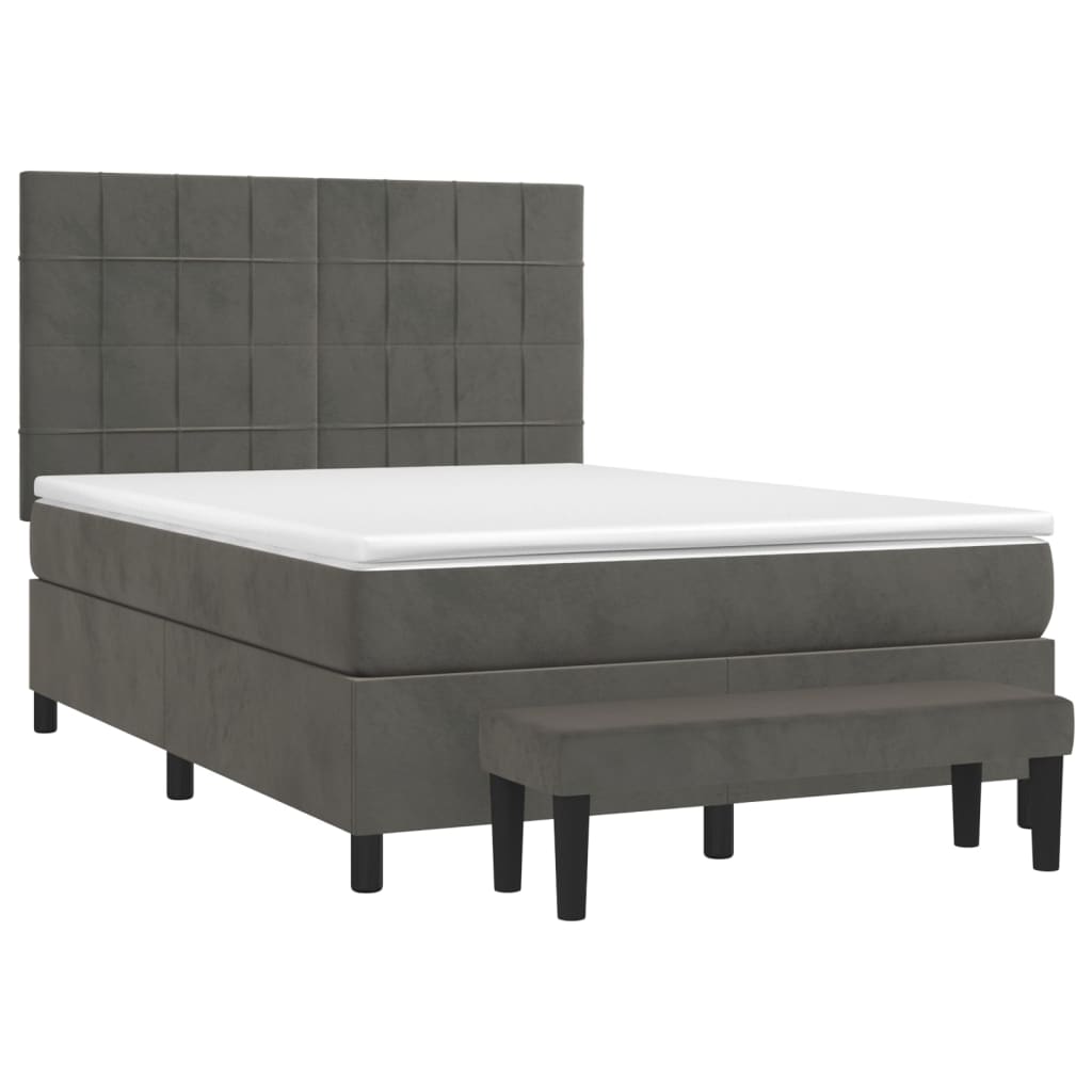 Sommier à lattes de lit et matelas Gris foncé 140x190cm Velours - XIOS