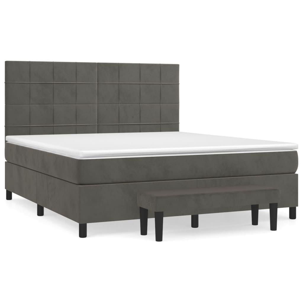 Sommier à lattes de lit et matelas Gris foncé 160x200cm Velours - XIOS