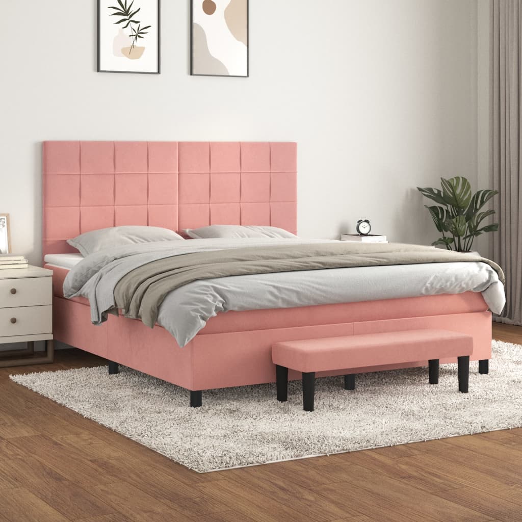 Sommier à lattes de lit avec matelas Rose 160x200 cm Velours - XIOS