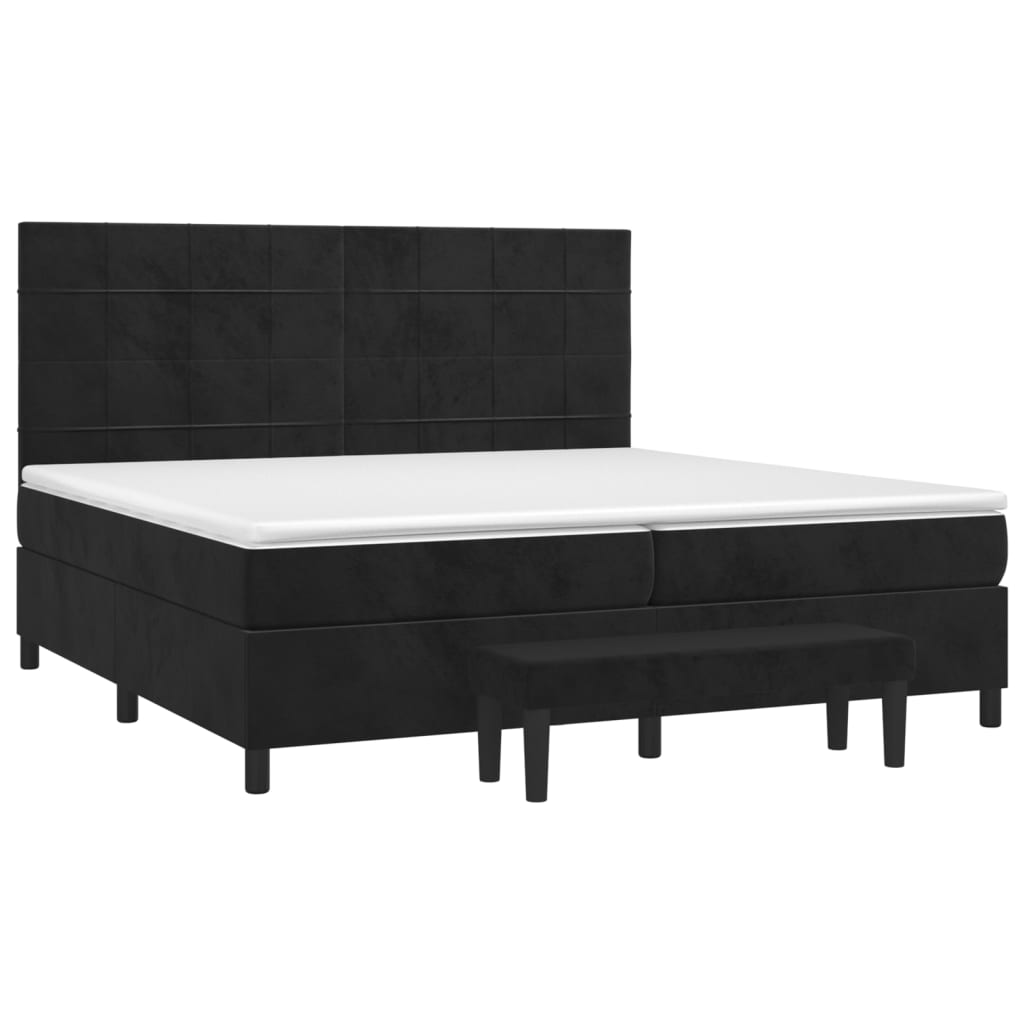 Sommier à lattes de lit et matelas Noir 200x200 cm Velours